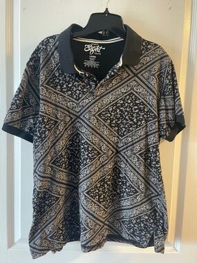 Black Paisley Polo Shirt - Men